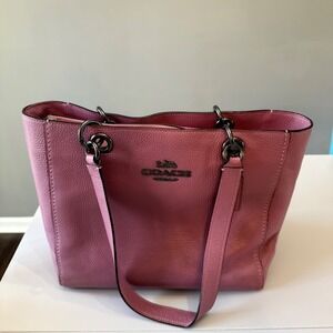 Coach Avenue Carryall Pink Mauve Pebbled Leather Tote Bag Gunmetal Hardware